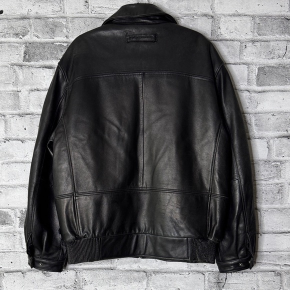 Vintage 90's Phat farm Men's Black Leather Jacket size XL - Picture 8 of 16